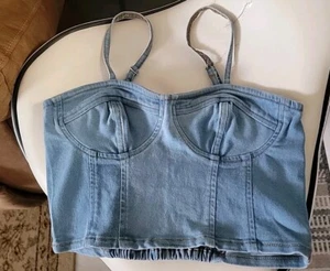 Corsé vaquero Thrill sin mangas azul mediano mujer bustier espalda elástica - Imagen 1 de 8