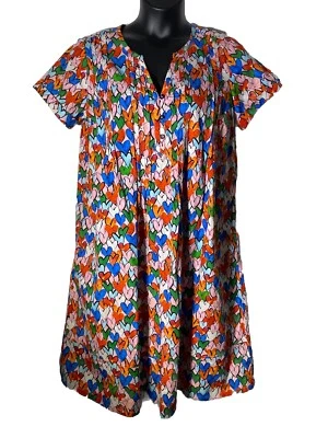 Vestido Wayward Fancies Colorido Estampado Corazón Talla L/XL eShakti Midi Ajuste Acampanado Pock Foto 1 de 4