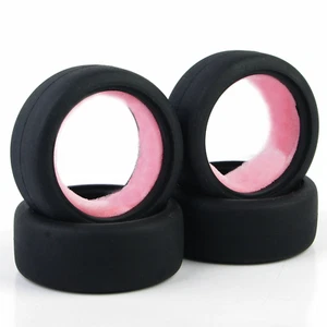 4X 1/10 Flat Racing Rubber Tires 12mm Hex For HPI HSP RC On-Road Model Drift Car - Picture 1 of 4