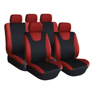 Red and Black, Executive Car Seat Covers, Front & Rear: Plush Velour (8 Piece) - Picture 1 of 1