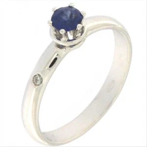 Anello Donna Oro Bianco 18 kt P053 Pietra Preziosa Zaffiro 0.35ct con Diamante - Imagen 1 de 4