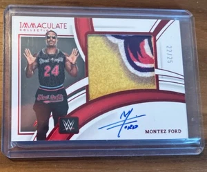 2022 Montez Ford WWE Wrestling Panini Immaculate Red /25 Rare Patch Auto Card - Picture 1 of 7