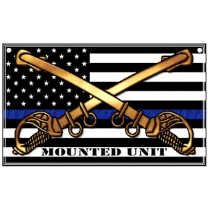Thin Blue Line Police Mounted Unit 3 x 5 Flag - Picture 1 of 3