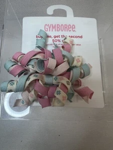 Gymboree Girl Pink Blue Flower Hair Tie Curly Ribbon Pony Tail BNWT Vintage - Picture 1 of 4