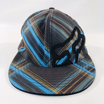 Gorra Fox Racing ajustada para hombre pequeña azul marrón a cuadros motocross BMX ciclismo Foto 1 de 4