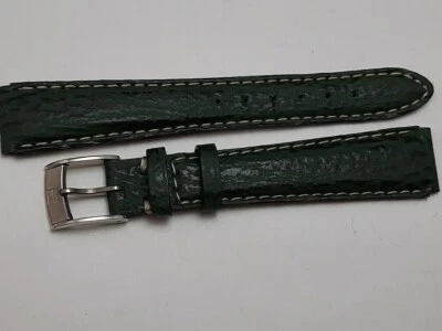 GENUINE OEM ZENITH 15MM LADIES GREEN LEATHER BAND STRAP + SS BUCKLE     #7411 - Image 1 of 4