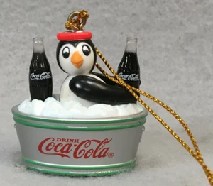 COCA~COLA    PENGUIN IN A TUB CHRISTMAS HOLIDAY ORNAMENT - Picture 1 of 5