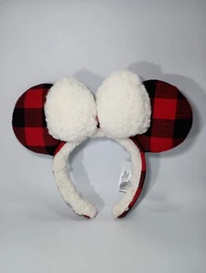 RARE Disney Official Buffalo Plaid Minnie Ears Hats Sherpa Lining Red/Black - Picture 1 of 6