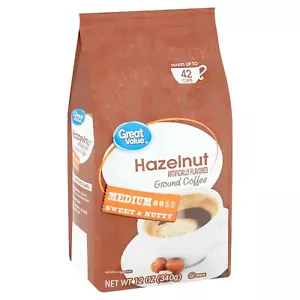 GREAT VALUE HAZELNUT MEDIUM GROUND COFFEE - 12oz - PACK OF 3 - Picture 1 of 4