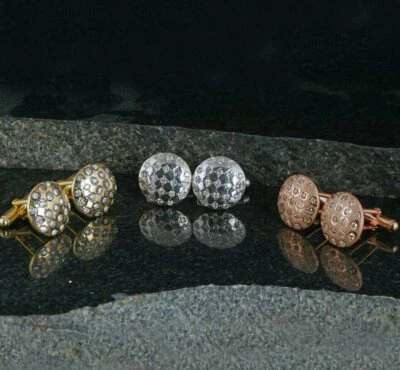 Diamond Silver Cuff links Mens Jewelry Father Gift Men Accessories Suit Cufflink - Image 1 of 4