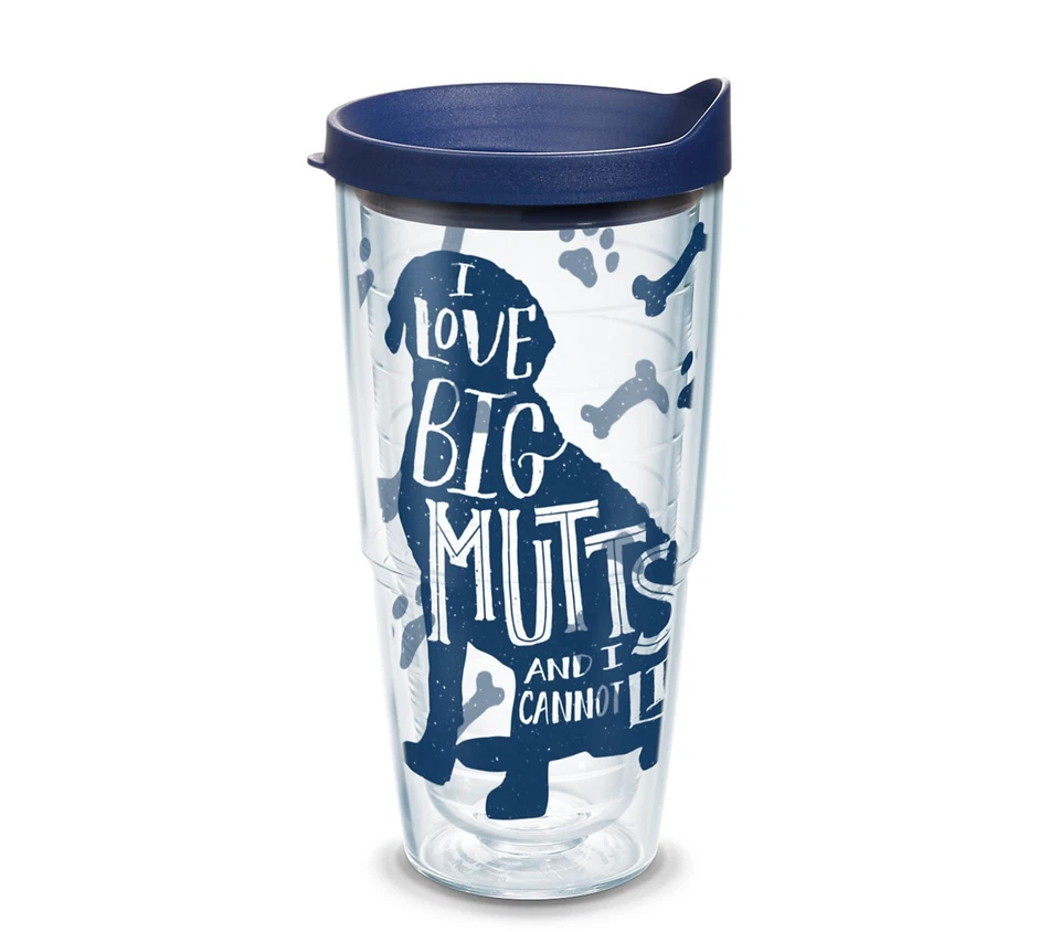 Tervis I Love Big Mutts & I Cannot Lie 24 oz. Vaso con tapa azul marino perros cachorro NUEVO Foto 1 de 1