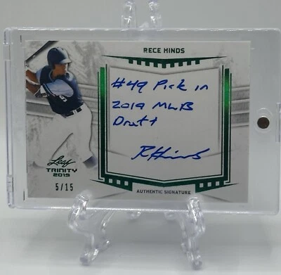 Rece Hinds 2019 Leaf Trinity Green Inscription On-Card Auto Autograph 5/15! Reds - Image 1 of 2