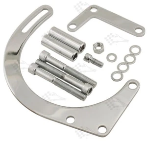 Chrome Low Mount Alternator Bracket Kit - SB Small Block Chevy Short Water Pump - Picture 1 of 1