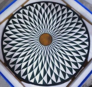 Mesa de comedor redonda con incrustaciones de mármol de 18" mosaico arte mesa auxiliar hecha a mano decoración del hogar - Imagen 1 de 8