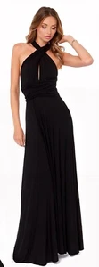 NTW BCBG MXAZRIA CARLY CUT OUT DRAPED V- NECK GOWN MAXI DRESS SZ S $350 - Picture 1 of 11