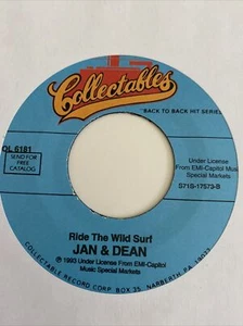 Jan and Dean 45 Ride the Wild Surf / Jennie Lee NEW reissue unplayed pop surf - Picture 1 of 3