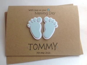 Handmade personalised Naming Day card....boy/girl name and date - Picture 1 of 5
