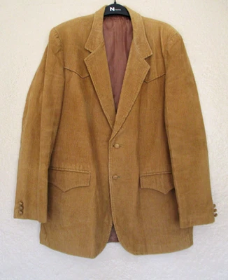 Vintage Pioneer Wear Blazer Sport Coat Mens 42 Tan Corduroy Western Rockabilly - Image 1 of 4