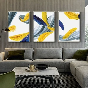 Abstract Golden Feathers Poster Canvas Wall Piture Art Print Modern Home Decor - Picture 1 of 11