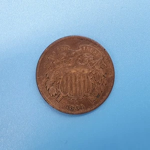 USA 1864 Milled Bronze 2 Cent - "Union Shield" - Picture 1 of 2