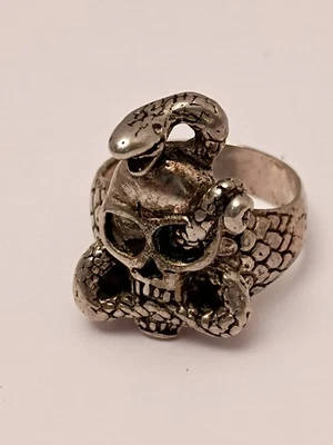 Anel Gordon Smith G&S WG Vintage Masculino Motociclista Caveira e Cobra Tamanho 7.5 Death Rebirth  - Imagem 1 de 4