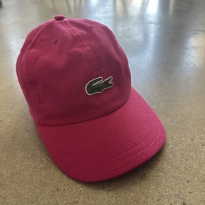 Lacoste Vintage 100% Cotton Magenta Bright Pink Adjustable Cap 90s Tennis Golf - Picture 1 of 5