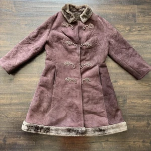 Vintage David Church Mantel Damen 16 braun Lammfell Lammfell gefüttert Winter 70er - Bild 1 von 16