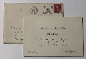Rare 1927 Mrs. Cornelius Vanderbilt Party Invitation NYC Aristocrat & Socialite - Picture 1 of 5