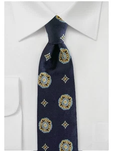 Robert Talbott Best Of Class Mens Vintage Silk Tie Navy Yellow Floral Medallion - Picture 1 of 13