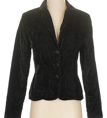 Jaqueta Blazer Gótica Feminina Thalia Sodi Preta Veludo Bruxa M - Imagem 1 de 4