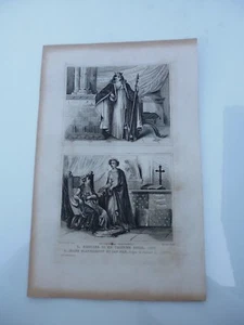 Gravure 19°N/ B:ANGLETERRE:EDOUARD III et J.PLANTAGENET 1376/1377 par DEMORAINE - Picture 1 of 1