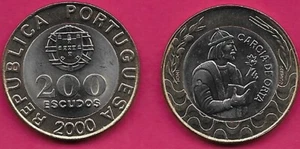 PORTUGAL 200 ESCUDOS 2000 UNC GARCIA DE HORTA, GEPANZERTE 1/2 LÄNGE BÜSTE RECHTS H - Bild 1 von 1