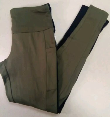 2 Leggings Ultra Flirt Essentials Para Mujer de Vellón Talla Pequeña Negro/Verde Oliva Foto 1 de 4