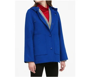 NWT Banana Republic XS Petite Wool Blend Double-Faced Hooded Jacket Voltage Blue - Picture 1 of 4