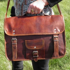 Mens Leather Messenger Satchel Shoulder Bags Business Work Briefcase Laptop Bag - Picture 1 of 4