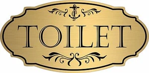 Gold "Toilet" Door Sign Wall Plaque Nautical Boat Beach - Free Shipping - Picture 1 of 1