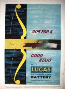 LUCAS Motor Car Batteries 1960 Advert Print : Original Ad to Frame - Picture 1 of 2