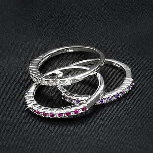 0,15 ct Multi Color CZ zarter vorsteckbarer Ehering BANDRING vergoldet Größe 6-8 - Bild 1 von 15