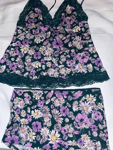 Victoria Secret Cotton Cami Shortie Sleep PJ Set Women's sz S Purple Floral NWT - Picture 1 of 7
