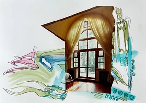 original Collage Kunst Gemälde signiert Mischtechnik Aquarell Kunstwerk vom Künstler - Bild 1 von 2
