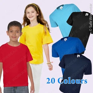 Children's T-Shirt for School Uniform Boys Girls Kids High Quality Tshirt Top - Picture 1 of 73