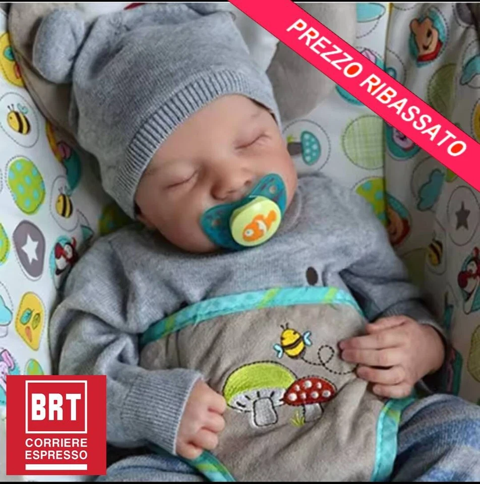 Bebè Newborn Neonato pelle morbida vinile siliconico, colori  Realistici, 48 Cm  - Immagine 1 di 4