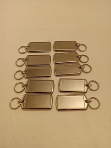 Lot 10 Stainless Steel Keychain Small Blank Plate Tags New - Picture 1 of 2