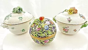 HEREND UNGARISCH BLUMENPORZELLAN HANDBEMALTES SCHMUCKSCHMUCKSTÜCK SCHMUCKBOX Exz. - Bild 1 von 19