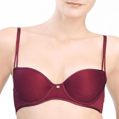 SUJETADOR CON AROS NATORI BARE TOUCH DEMI BORDE SATINADO ROJO #733079 32 B ¡NUEVO! $68 Foto 1 de 2