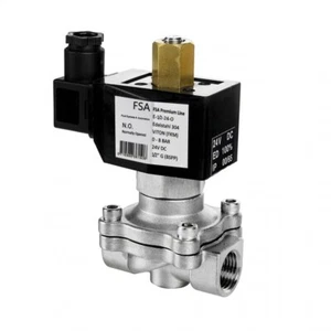 Electroválvula FSA acero inoxidable 304 1/2" 24V DC 0-8 bar Viton abierto sin corriente - Imagen 1 de 7