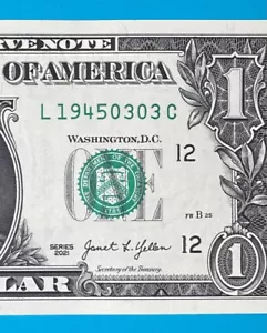 1945 March 3 : L 19450303 C BIRTHDAY NOTE $1 One Dollar Bill *UNC* - Picture 1 of 3