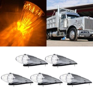 5pcs Amber Truck Roof Cab Marker Clearance Top Lights 17LED For Peterbilt Mack - Picture 1 of 9