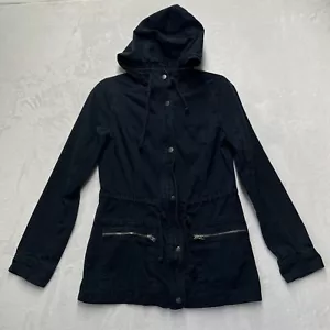 Chaqueta Hollister Mujer Abrigo Militar Mediano Ejército Azul Marino Utilitario Con Capucha Cremallera Completa - Imagen 1 de 10
