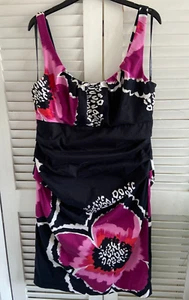 SUZI CHIN UK 18 Exquisite Black Bold Floral Print Midi Stretch Bodycon Dress - Picture 1 of 5